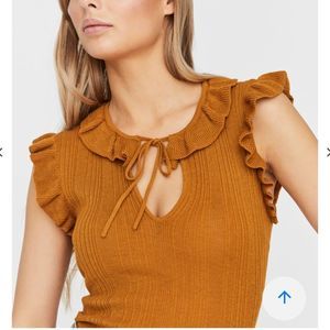 NWT Texas Frilled Knit Top | Buckthorn Brown